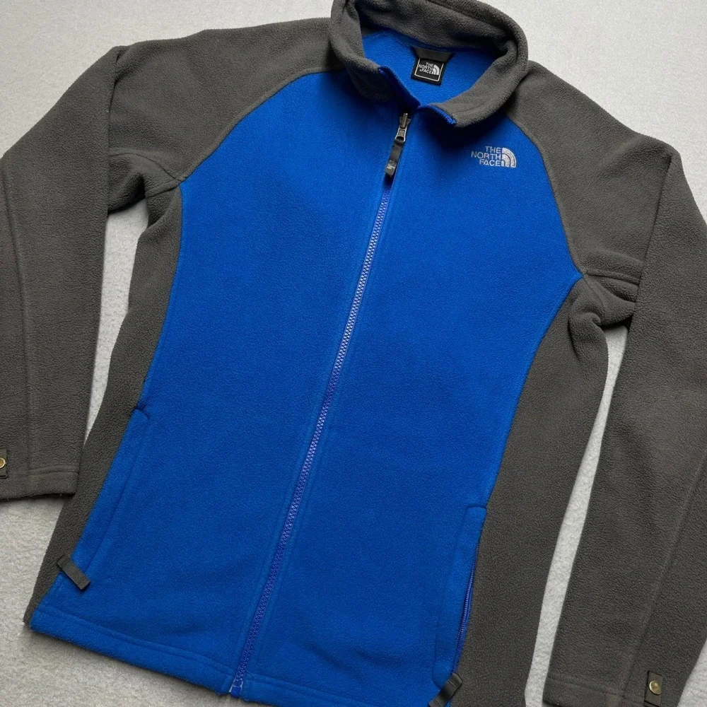 The North Face Fleece Jacket Blue Gray Zip Up Outdoor Hiking Adult Medium pile